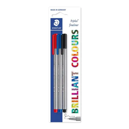 Bild von Staedtler, Schreibstifte, triplus fineliner 334 Dreikantiger Fineliner Blisterkarte mit 3 Stück, sortiert (3 Farben, 3 x)