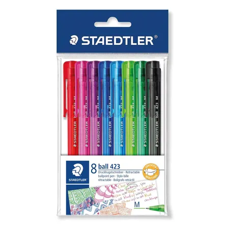 Bild von STAEDTLER 42335MPB8 Druckkugelschreiber Linienbreite M, 0.45 mm, Schaft in Schreibfarbe, 8 Stück im Polybeutel