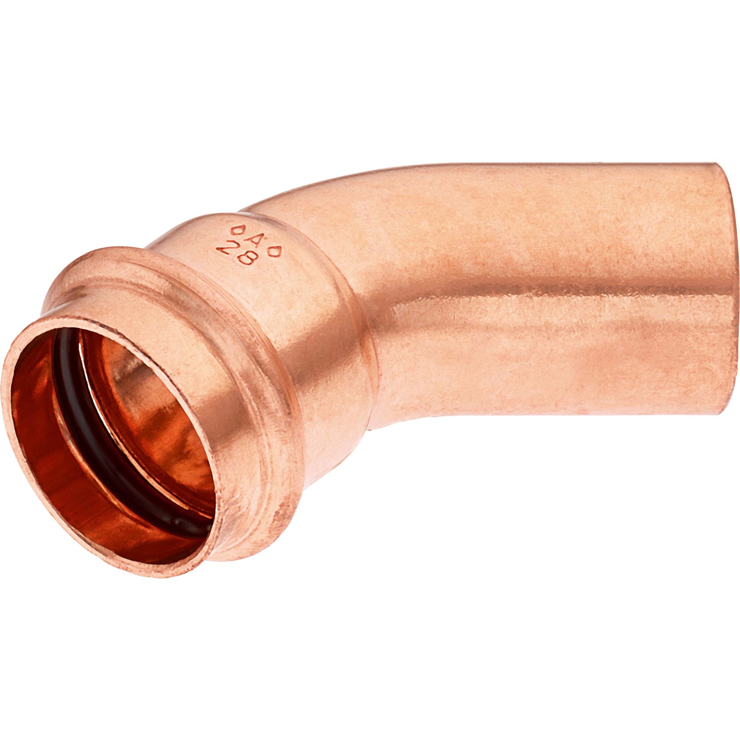 Bild von Press-Bogen Ø 28 mm x Ø 28 mm Kupfer 45 Grad