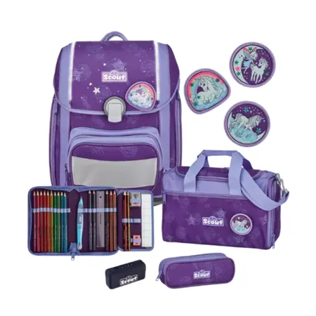 Bild von Scout Schulranzen-Set Genius Safety Light Lila Luna, 5-teilig