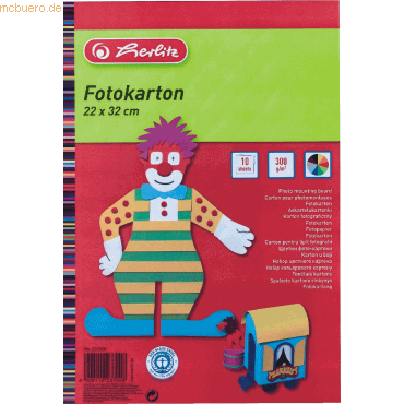 Bild von Herlitz Geschäftspapier Herlitz Fotokarton / 10 Blatt / 22x33cm / 270g/m² / 10 verschiedene Fa