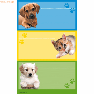 Bild von 10 x Herlitz Buchetiketten Motiv 6 Tiere VE=9 Etiketten