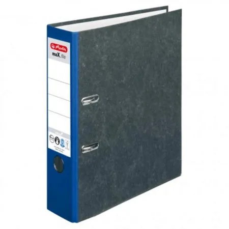 Bild von Herlitz, Ordner, Ordner maX.file nature, Rückenbreite: 80 mm, blauer Rücken, mit schwarzem Wolkenmarmorpapier-Überzug (A4, 80 mm, 1 x)