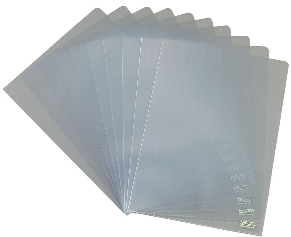 Bild von Herlitz, Mappe, Sichthülle, DIN A4, PP, transparent, 0,12 mm genarbt, seitlich und oben offen, mit Griffausstanzung (A4, 1 x)