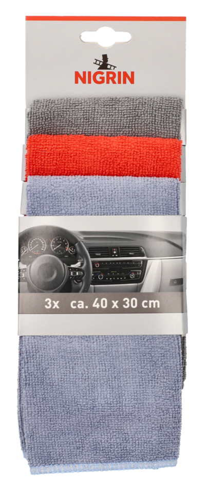 Bild von NIGRIN Reinigungstücher KFZ Microfaser (3 tlg.) Anti-Beschlag-Tuch  71114L