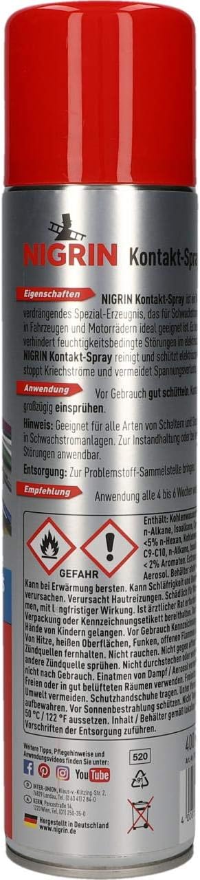 Bild von NIGRIN Kontakt-Spray für Elektronik, zur Reinigung und Schutz von elektronischen Kontakten, 100 ml, new-balck-45