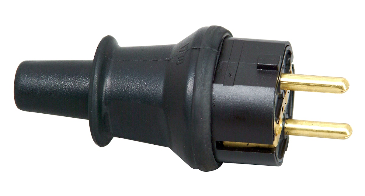 Bild von Schutzkontakt-Stecker mit Knickschutztülle, IP44 Schutzklasse, spritzwassergeschützt, 250V (16A) bruchfest, schwarz, 173016046