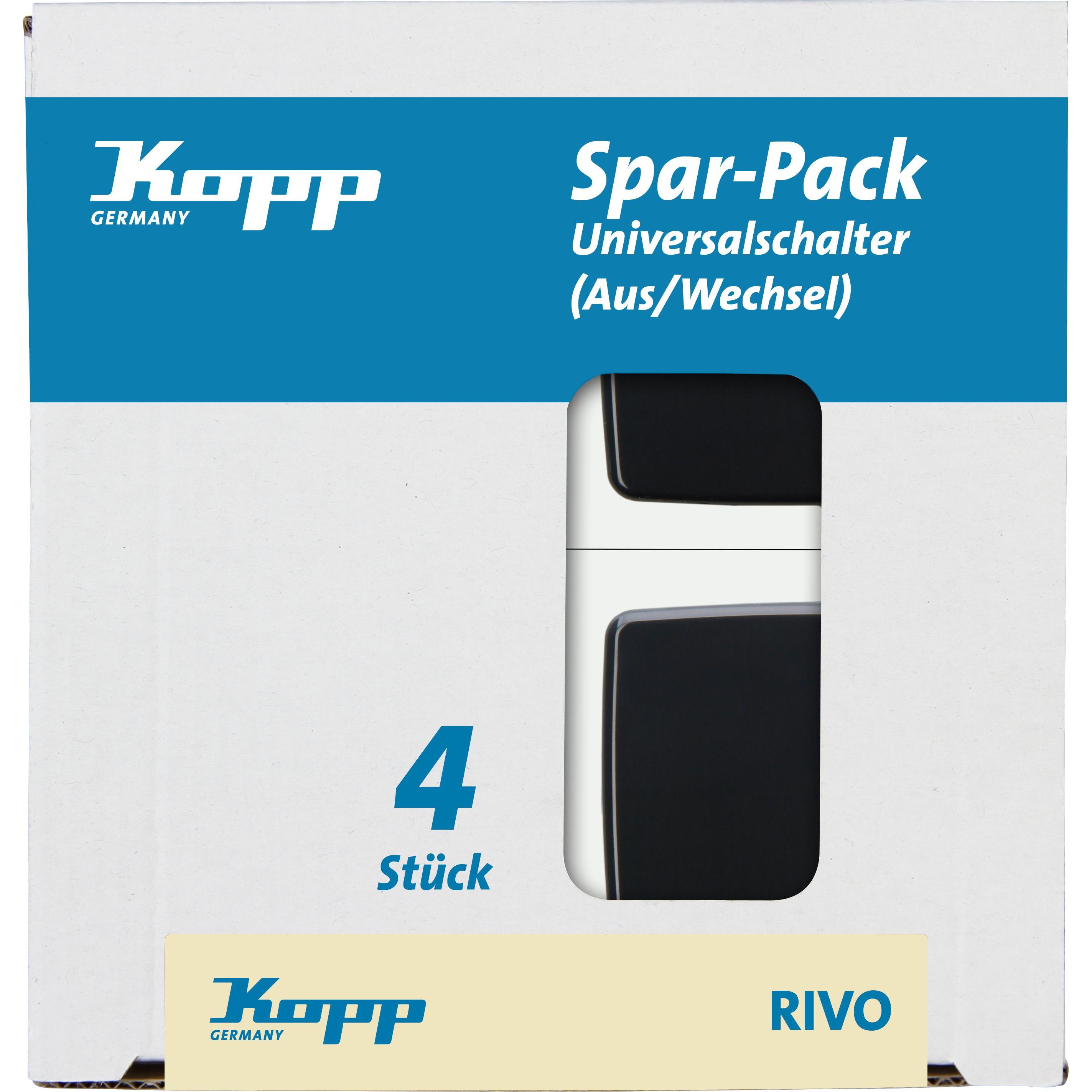 Bild von Kopp Profi-Pack: 4 Universalschalter (Aus-/Wechselschalter), 10AX, 250V~,Rivo anthrazit, 581615057