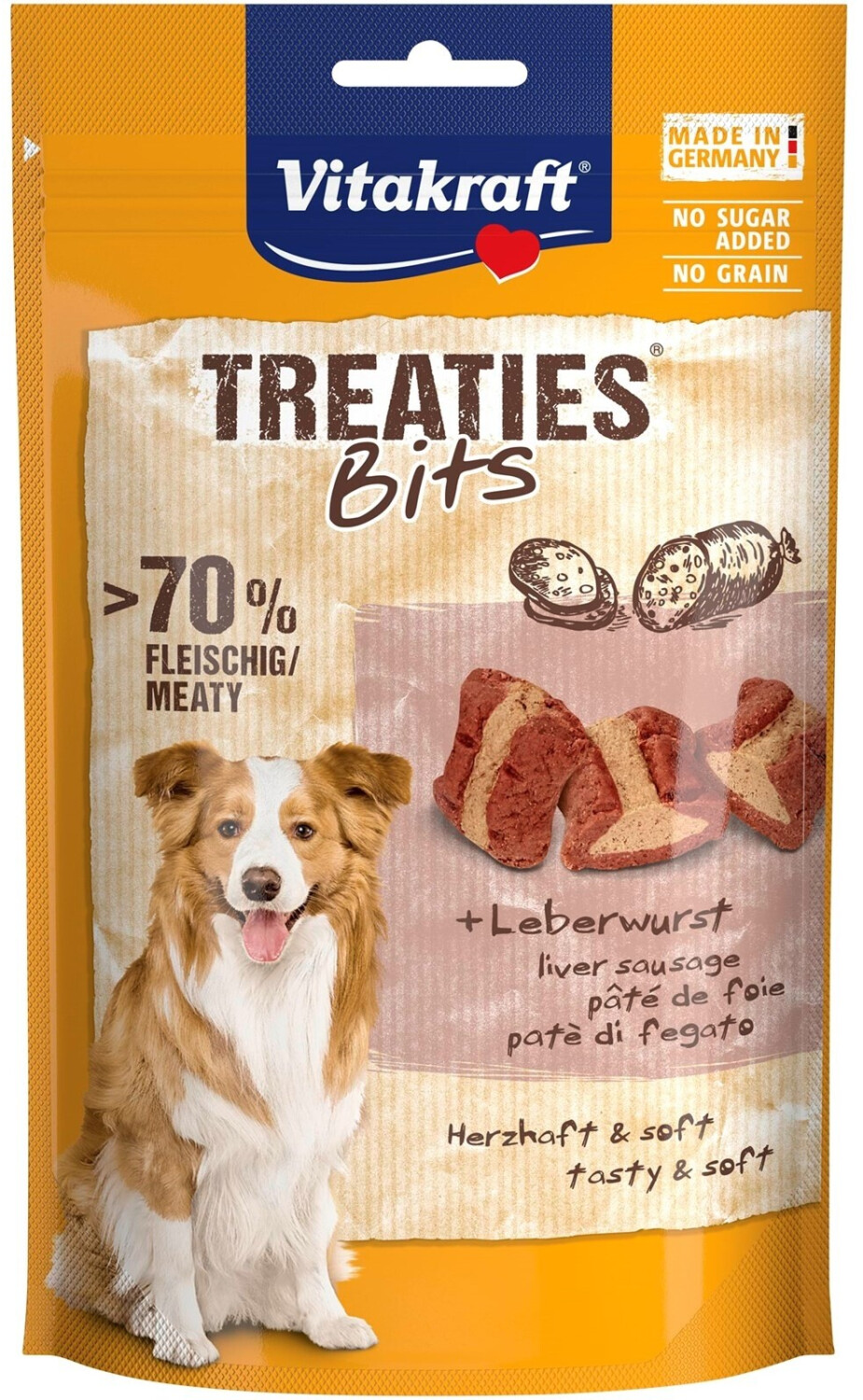 Bild von Vitakraft Treaties Bits, Hundeleckerlie, mit Leberwurst, mit hohem Fleischanteil, ideal als Belohnung und Training, ohne Zusatz von Zucker und Getreide (1x 120g)