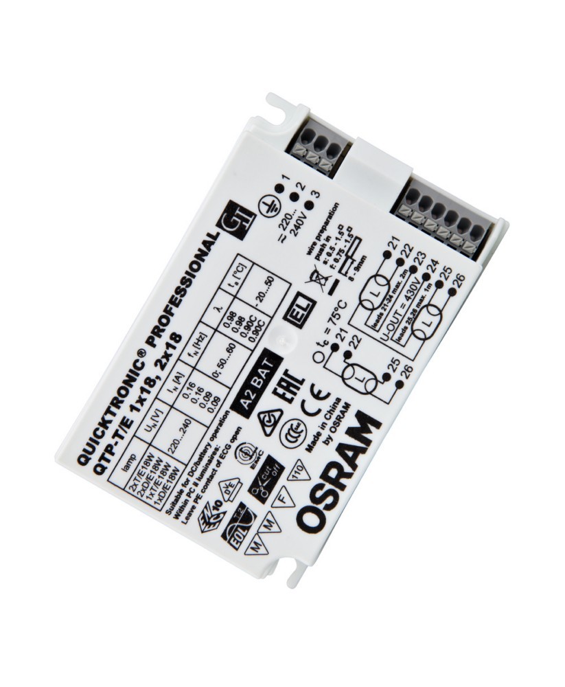 Bild von OSRAM elektronisches Vorschaltgerät (EVG), QUICKTRONIC PROFESSIONAL M, EVG LL/KLL non-DIM, QTP-T/E 1X18,2X18/220-240