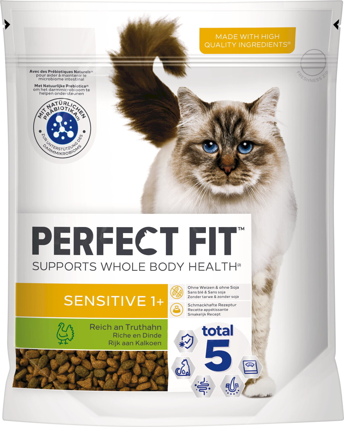 Bild von Perfect Fit Sensitive 1+ Katzen-Trockenfutter Reich an Truthahn 750g