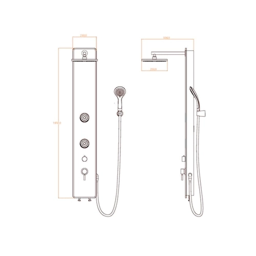 Bild von Duschpaneel Glas, Wellness Duschsystem mit Regendusche, Handbrause und Massagedüsen
