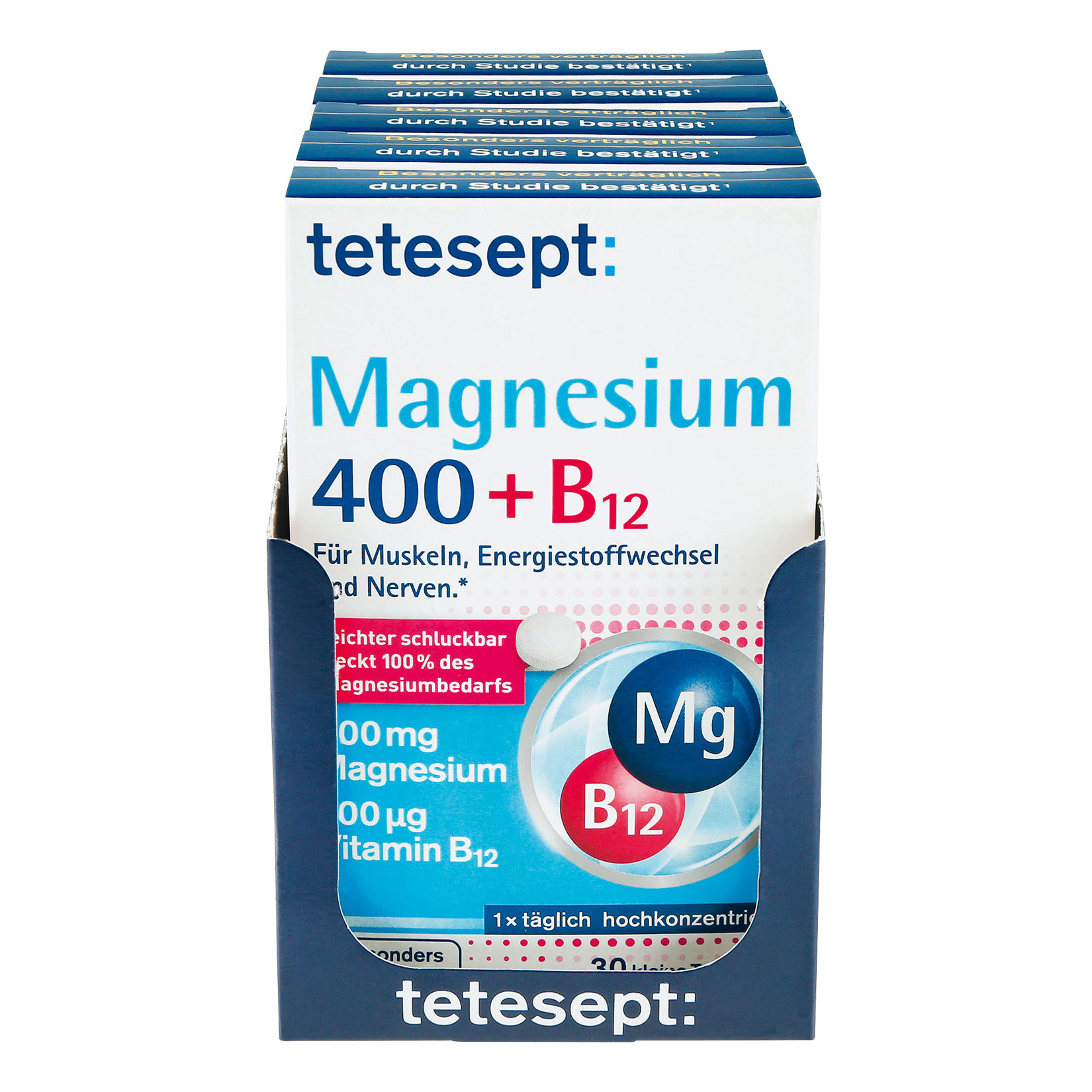 Bild von tetesept Magnesium 400 B12 hochdosiert 30 Stück 25,80 g, 5er Pack