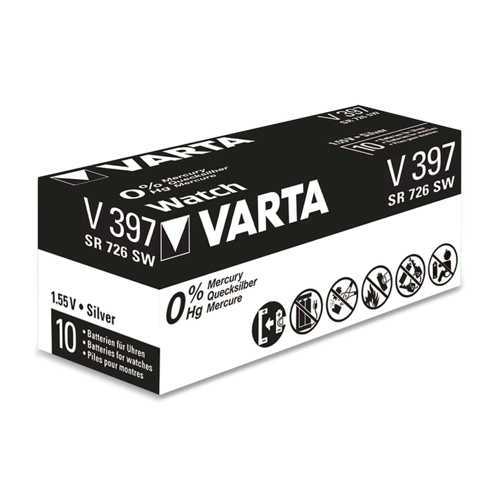 Bild von Varta 10x Knopfzelle Silberoxid V 397 1,55V SR 726 SW Quecksilberfrei V397