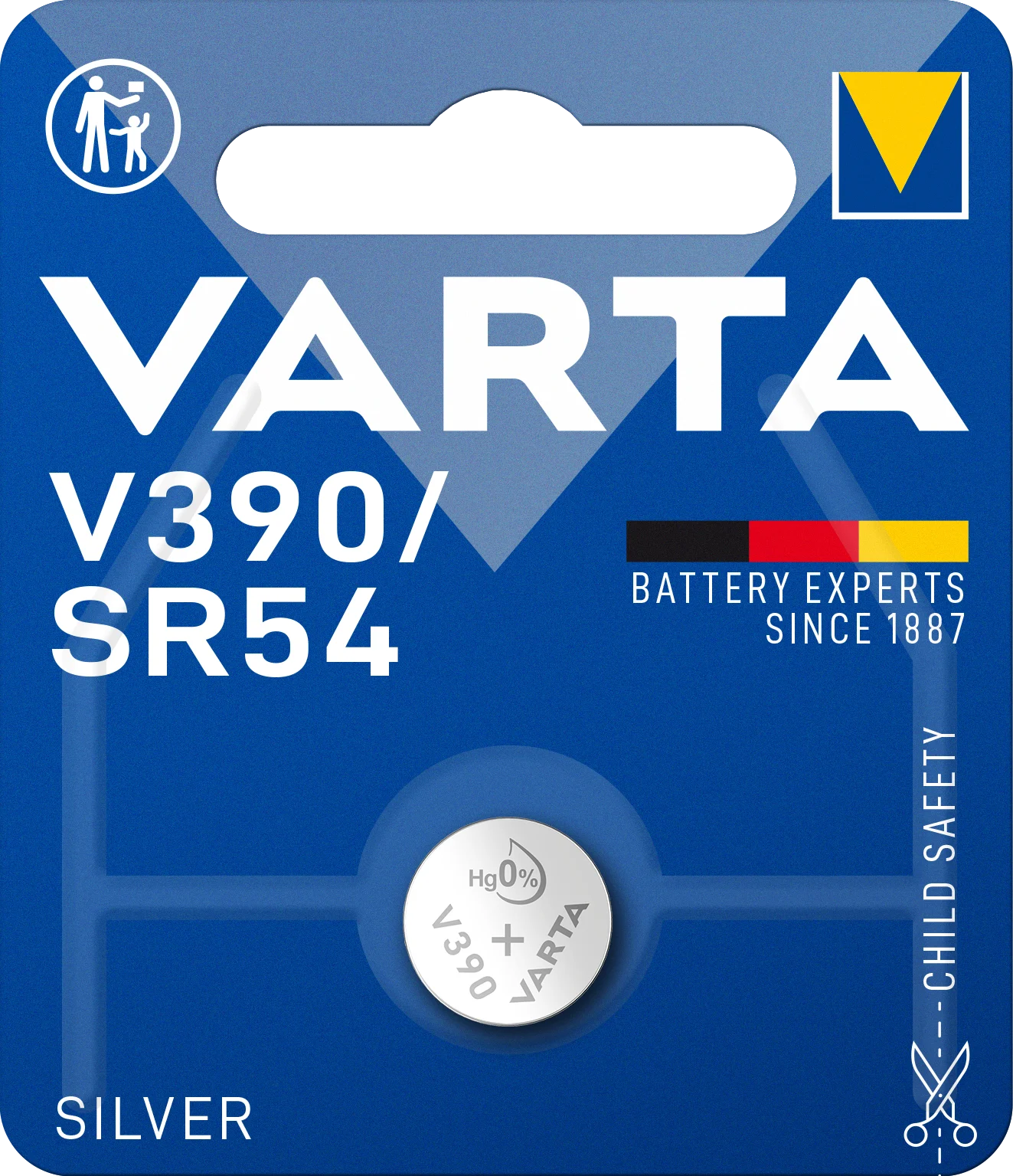 Bild von VARTA Batterien V390/SR54 Knopfzelle, 1 Stück, Silver Coin, 1,55V, kindersichere Verpackung, für elektronische Kleingeräte - Uhren, Autoschlüssel, Fernbedienungen, Waagen