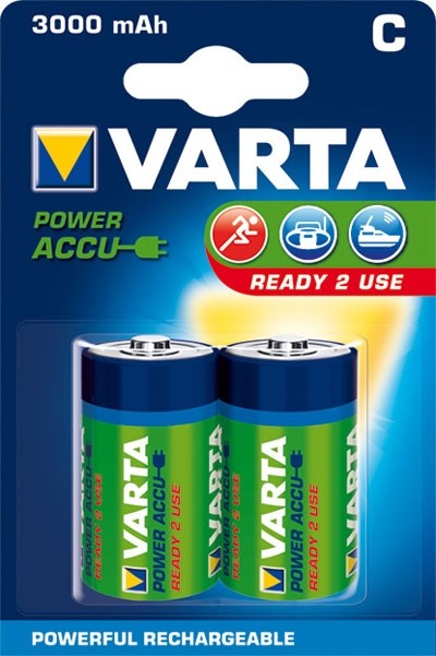Bild von Varta Recharge Accu Power C 2er Blister Baby 3000 mAh 1,2 V NiMH wiederaufladbarer Akku HR14 1/2 Torcia 56714