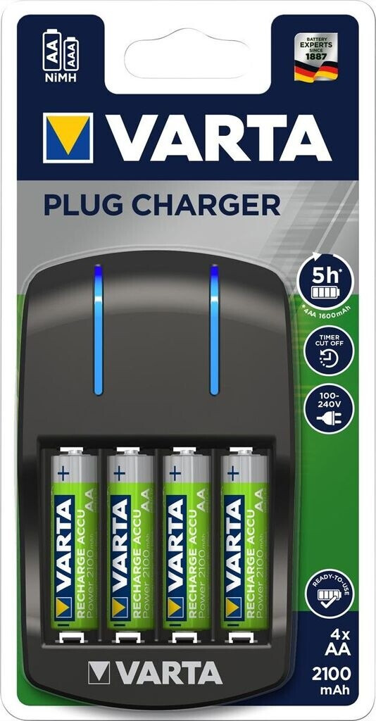 Bild von Varta 2x Plug Charger inkl. 4x56706 AA 2100 mAh Akkus praktisches Ladegerät 57647
