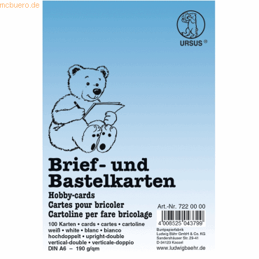 Bild von Ursus, Grusskarte + Briefpapier, Briefkarten A6 hoch doppelt VE=100 Stück weiss (100 Stk.)