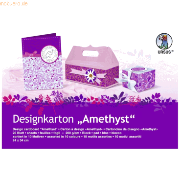 Bild von 5 x Ludwig Bähr Designkarton Block Amethyst 200g/qm 24x34cm VE=20 Blat