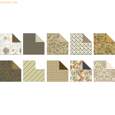 Bild von Ursus, Bastelpapier, Desinpapier Faltblätter 'Amber' 100g/qm 15x15cm VE=50 Blatt sortiert 10 Designs (100 g/m², 50 x)