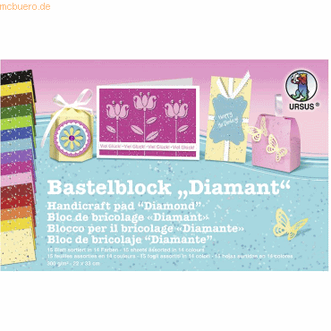 Bild von 5 x Ludwig Bähr Bastelblock Diamant 300g/qm 22x33cm VE=15 Blatt 15 Far