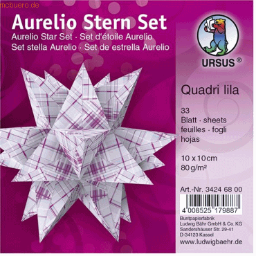 Bild von Ursus, Bastelpapier, Faltblätter Aurelio Stern Quadri lila 80g/qm 10x10cm lila/hellblau (80 g/m², 1 x)