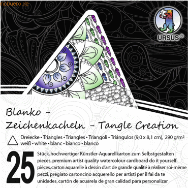 Bild von Ursus - Ludwig Bähr Zeichenpapier Künstler-Aquarellkarton Zentangle Kacheln blanko Dreieck VE=25 Stück w