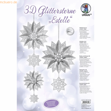 Bild von Ursus - Ludwig Bähr Bastelfilz Bastelset 3D Glittersterne 'Estelle' silber.