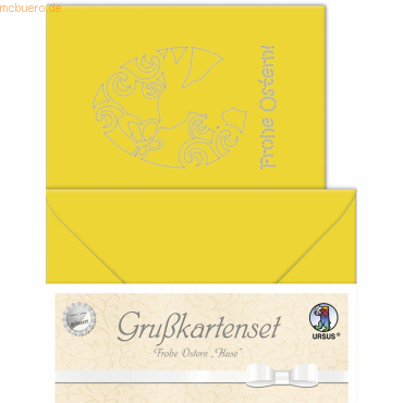 Bild von Ursus, Grusskarte + Briefpapier, Doppelkarte+ Briefumschlag gelasert Hase sonnengelb (1 Stk.)
