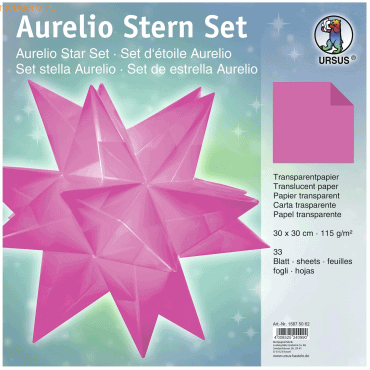 Bild von Ursus, Bastelpapier, Faltblätter Aurelio Stern Uni 115g/qm 30x30cm 33 Blatt pink (115 g/m², 33 x)