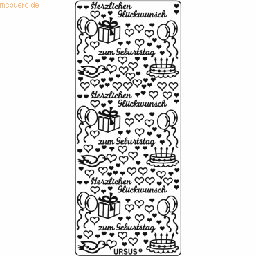 Bild von 5 x Ludwig Bähr Kreativsticker 10x23cm Motiv 09 VE=1 Stück gold