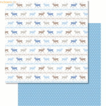 Bild von Ursus - Ludwig Bähr Bastelkartonpapier Scrapbook Paper Classic Christmas blau/braun12x12 Zoll VE=5 Blatt Moti