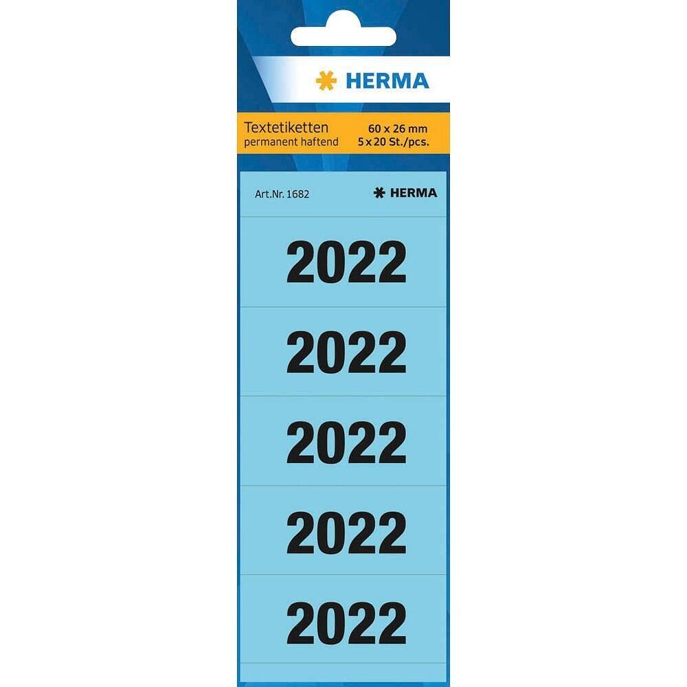 Bild von HERMA Jahreszahlen 2022 für Ordner, 60 x 26 mm, blau, permanent haftend