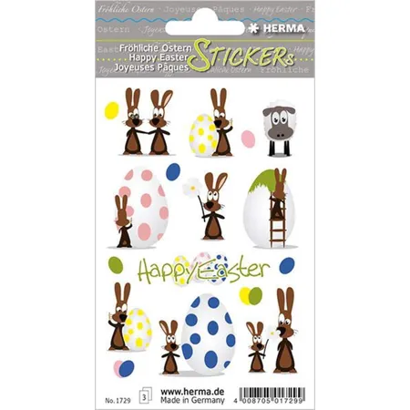 Bild von HERMA 1729 Aufkleber Osterhasen Ostereier Bunt klein, 30 Stück, Ostern Sticker mit Ostermotiven, Happy Easter Etiketten für Ostergeschenke Osterdeko Scrapbooking Dekoration Geschenk Briefe DIY Basteln