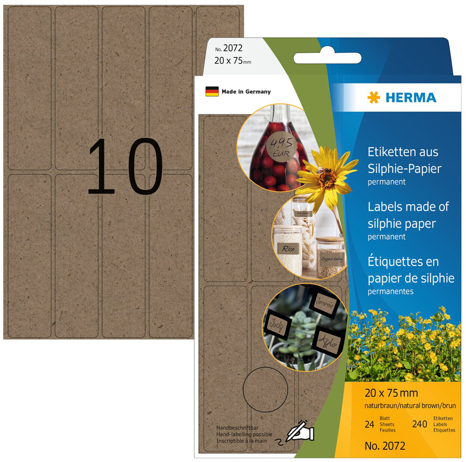 Bild von HERMA Vielzweck-Etiketten Silphie, 20 x 75 mm, naturbraun