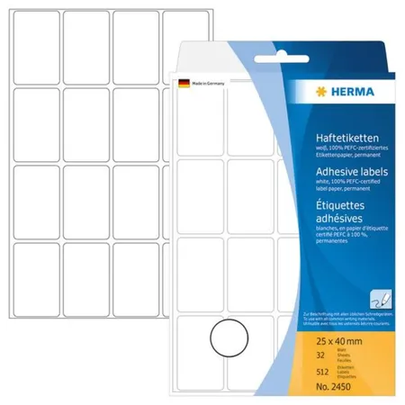 Bild von HERMA Vielzwecketiketten 25 x 40 mm, weiß, permanent haftend, zur Handbeschriftung