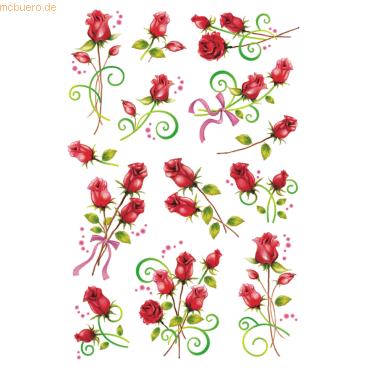 Bild von HERMA 3347 Aufkleber Rosen Rot klein, 26 Stück, Blumen Sticker mit Schleife Pflanzen Motiv, selbstklebend, Etiketten für Valentinstag Liebe Hochzeit Geburtstag Scrapbooking Dekoration Geschenk Briefe