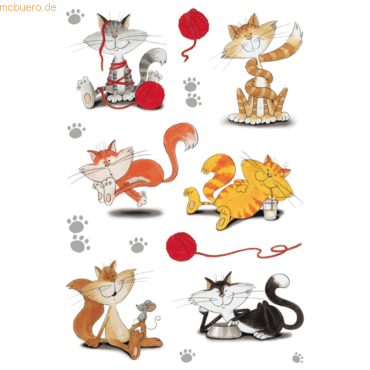 Bild von 10 x HERMA Schmucketiketten Decor Lustige Katzen beglimmert VE=2 Blatt