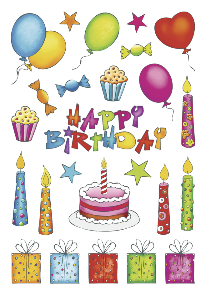 Bild von HERMA 3363 Aufkleber Geburtstag Glitzer, 46 Stück, Geschenk Sticker mit Happy Birthday Schriftzug Luftballons Kerzen Kuchen Torte, Kinder Geschenkaufkleber für Glückwünsche Herzlichen Glückwunsch Deko