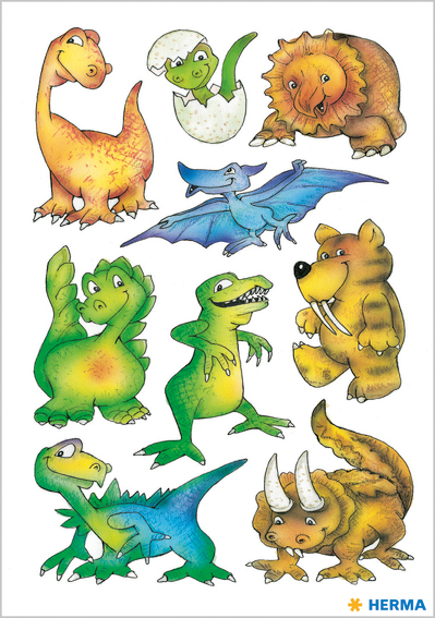 Bild von HERMA 3431 Aufkleber Dinosaurier klein groß, 27 Stück, Tiere Sticker mit lustigen Dino Motiv, Kinder Etiketten für Fotoalbum Tagebuch Poesiealbum Scrapbooking Geburtstag Dekoration Briefe DIY Basteln