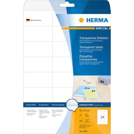 Bild von Herma 4685 Folien-Etiketten 70 x 37mm Polyester-Folie Transparent 600 St. Permanent haftend Farblase