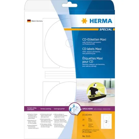 Bild von HERMA Klebeband Herma CD-Etiketten rund 116 25 Blatt DIN A4 50 Stück 5115