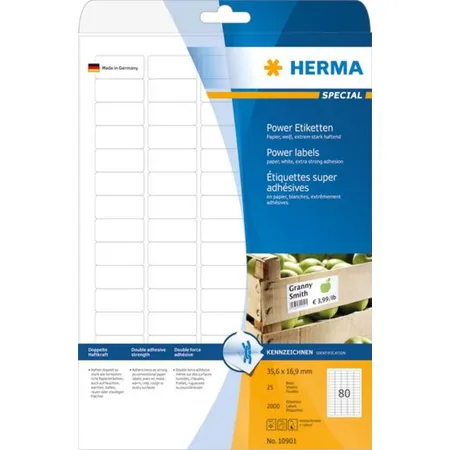 Bild von Herma 10901 Universal-Etiketten 35.6 x 16.9mm Papier Weiß 2000 St. Permanent haftend Tintenstrahldr