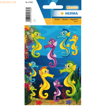 Bild von HERMA Schmucketikett Magic Seepferdchen Neon 1 Blatt