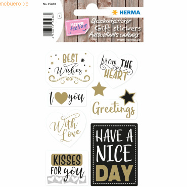 Bild von HERMA 15468 Aufkleber Geburtstag Gold Silber, 14 Stück, Geschenk Sticker mit Schriftzug und Veredelung, Erwachsene Geschenkaufkleber für Glückwünsche Happy Birthday Herzlichen Glückwunsch Dekoration