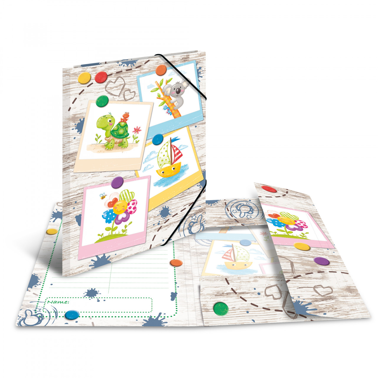 Bild von Sammelmappe A3 Pappe Sandkastenfreunde mit Gummizug, Register und Namensfeld