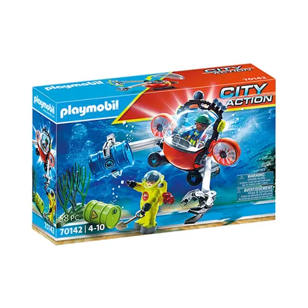 Bild von PLAYMOBIL City Action 70142 Environmental Expedition with Dive Boat, Diving Robot can Swim and Dive, Toy for Children Ages 4+