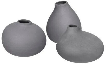 Bild von blomus -Nona- 3er Set Porzellan Vase, 3 Formen, Blumenvase, Dekovase, Tischvase, Farbe Pewter, Material Porzellan (66223)