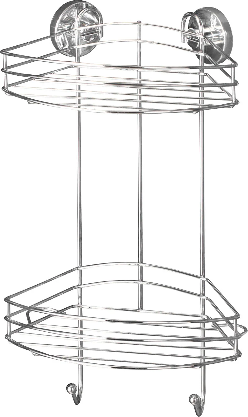 Bild von Duschablage WENKO "Vacuum-Loc 2 Etagen", silber (glänzend), B:24,5cm H:41cm T:16cm, Stahl, Regale, 2 Etagen