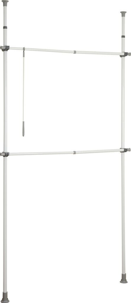 Bild von WENKO Teleskop-System Herkules Basic, 2 Kleiderstangen, Verstellbares Ordnungssystem, Metall, 75-120 x 165-300 x 11 cm, Weiß